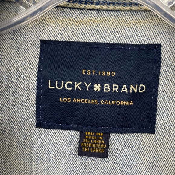 Lucky Brand Long line Trucker slightly distressed jean jacket size M - Picture 8 of 11
